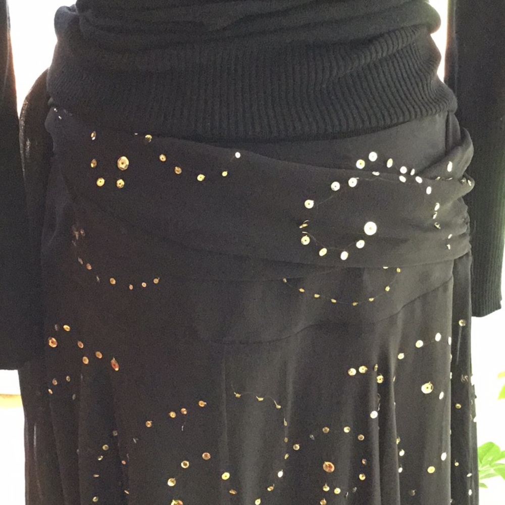 Cache Black Sequined Skirt - Picture 6 of 6